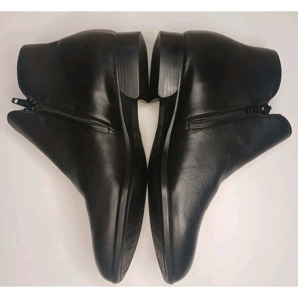 Munro Averee Sz 5 Black Calf Leather Ankle Boot Double Zipper Shock Absorption - Picture 6 of 14